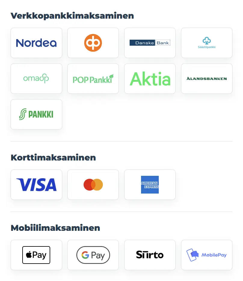 Paytrailin maksutavat